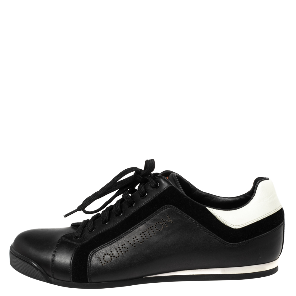 

Louis Vuitton Black/White Leather and Suede Lace-Up Sneakers Size