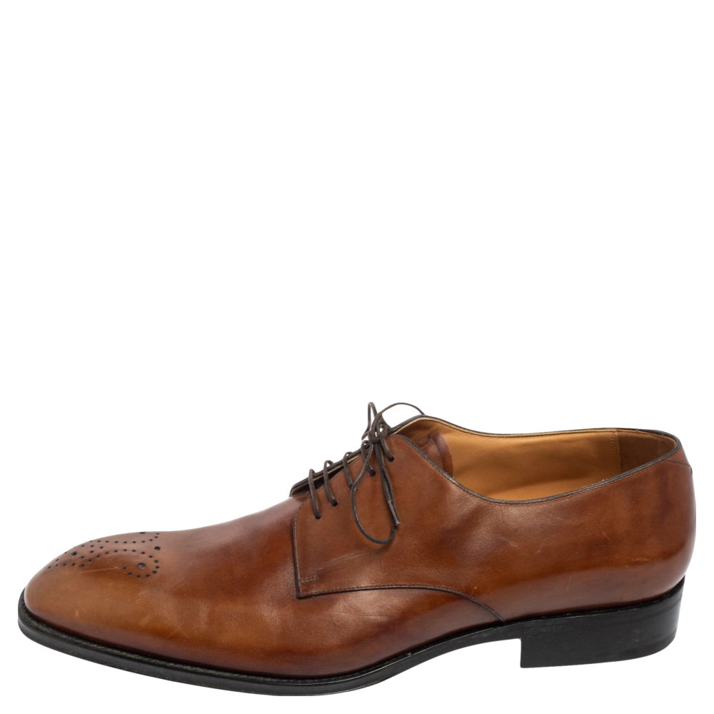 

Louis Vuitton Brown Brogue Leather Lace Up Derby Size