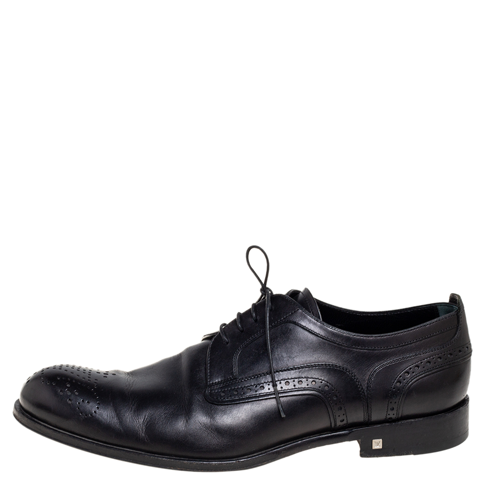 

Louis Vuitton Black Brogue Leather Trading Lace-Up Derby Size