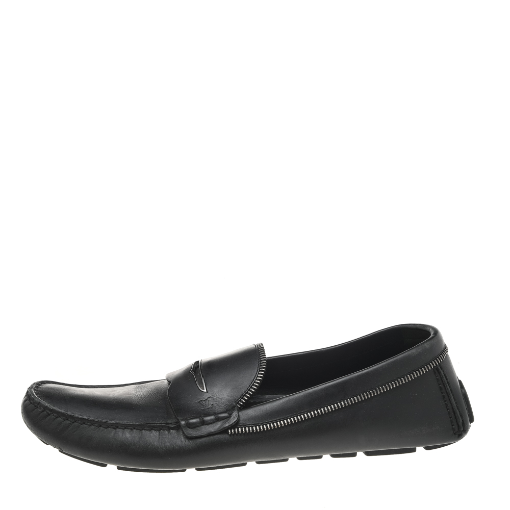 

Louis Vuitton Black Leather Slip On Driving Loafers Size