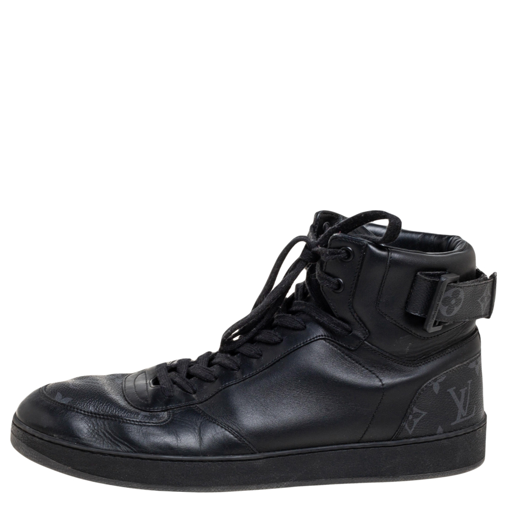 

Louis Vuitton Black Monogram Canvas and Leather Rivoli Sneaker Boots Size