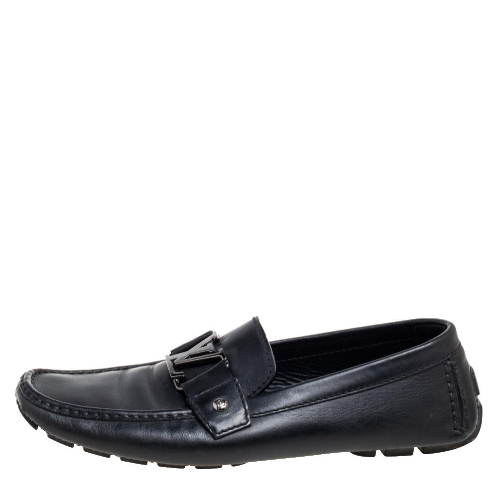 

Louis Vuitton Black Leather Monte Carlo Loafers Size