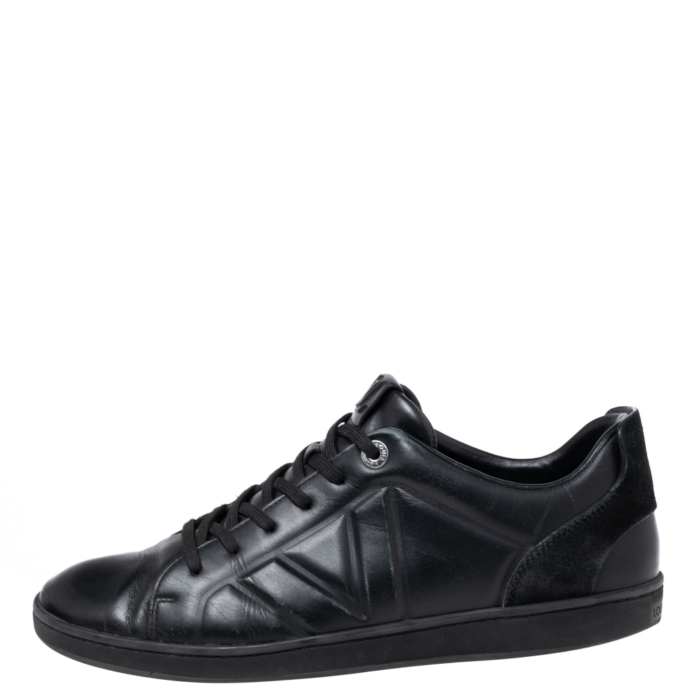 

Louis Vuitton Black Leather and Suede Fuselage Low-Top Sneakers Size