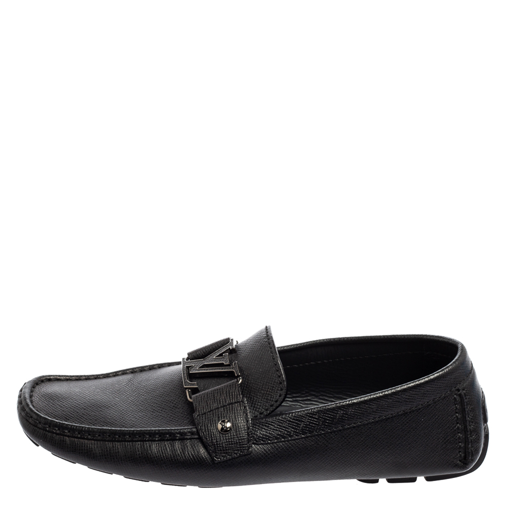 

Louis Vuitton Black Leather Monte Carlo Loafers Size