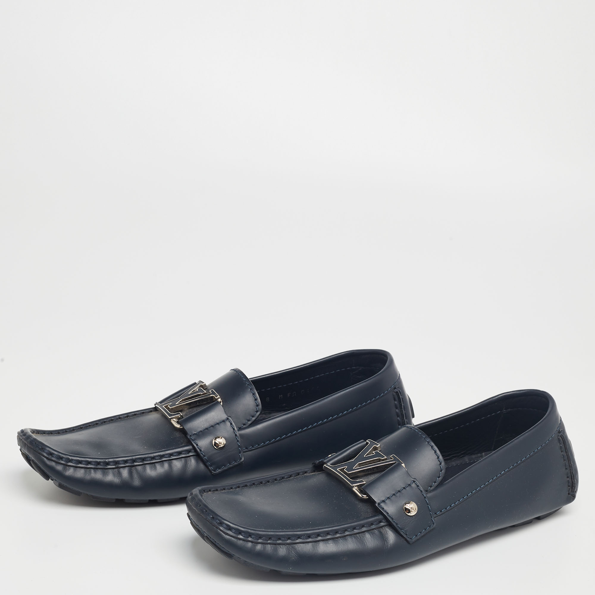 

Louis Vuitton Midnight Blue Leather Monte Carlo Loafers Size