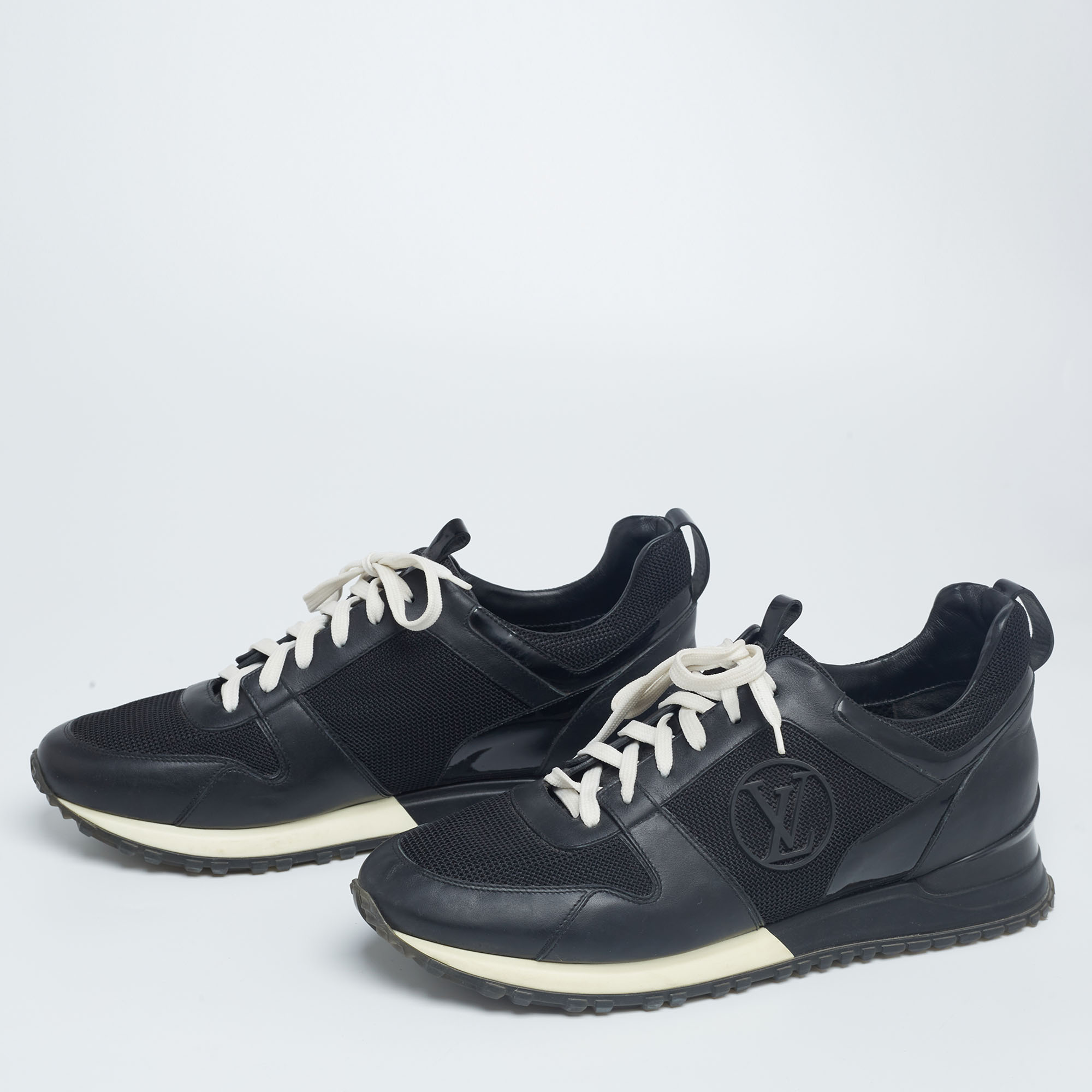 

Louis Vuitton Black Mesh and Leather Run Away Lace Up Sneakers Size