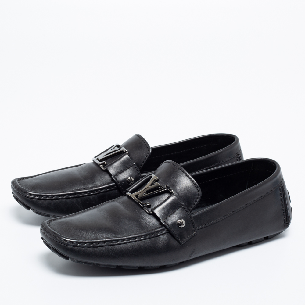 

Louis Vuitton Black Leather Monte Carlo Loafers Size