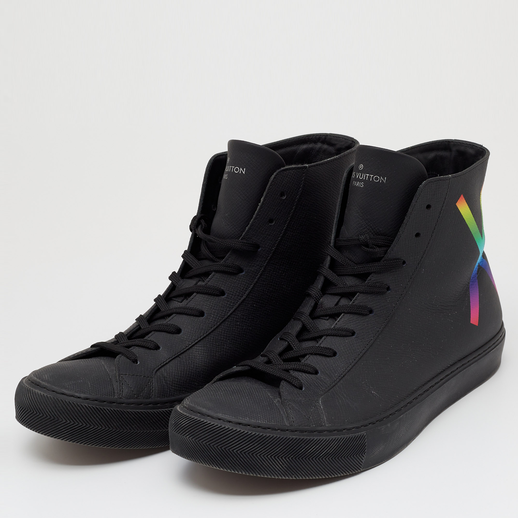 

Louis Vuitton Black Leather Tattoo High Top Sneakers Size