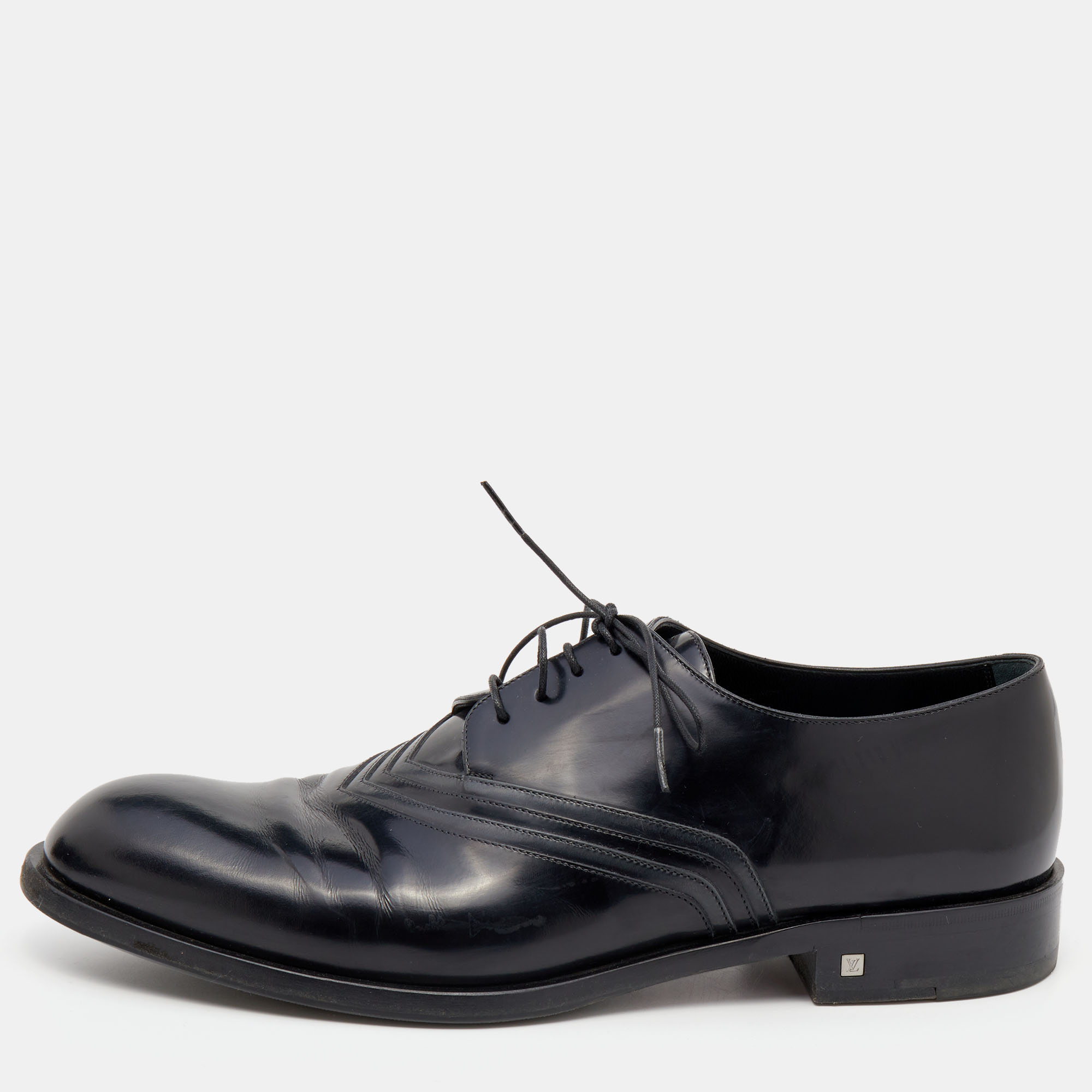 Pre-owned Louis Vuitton Black Leather Lace Up Oxford Size 43