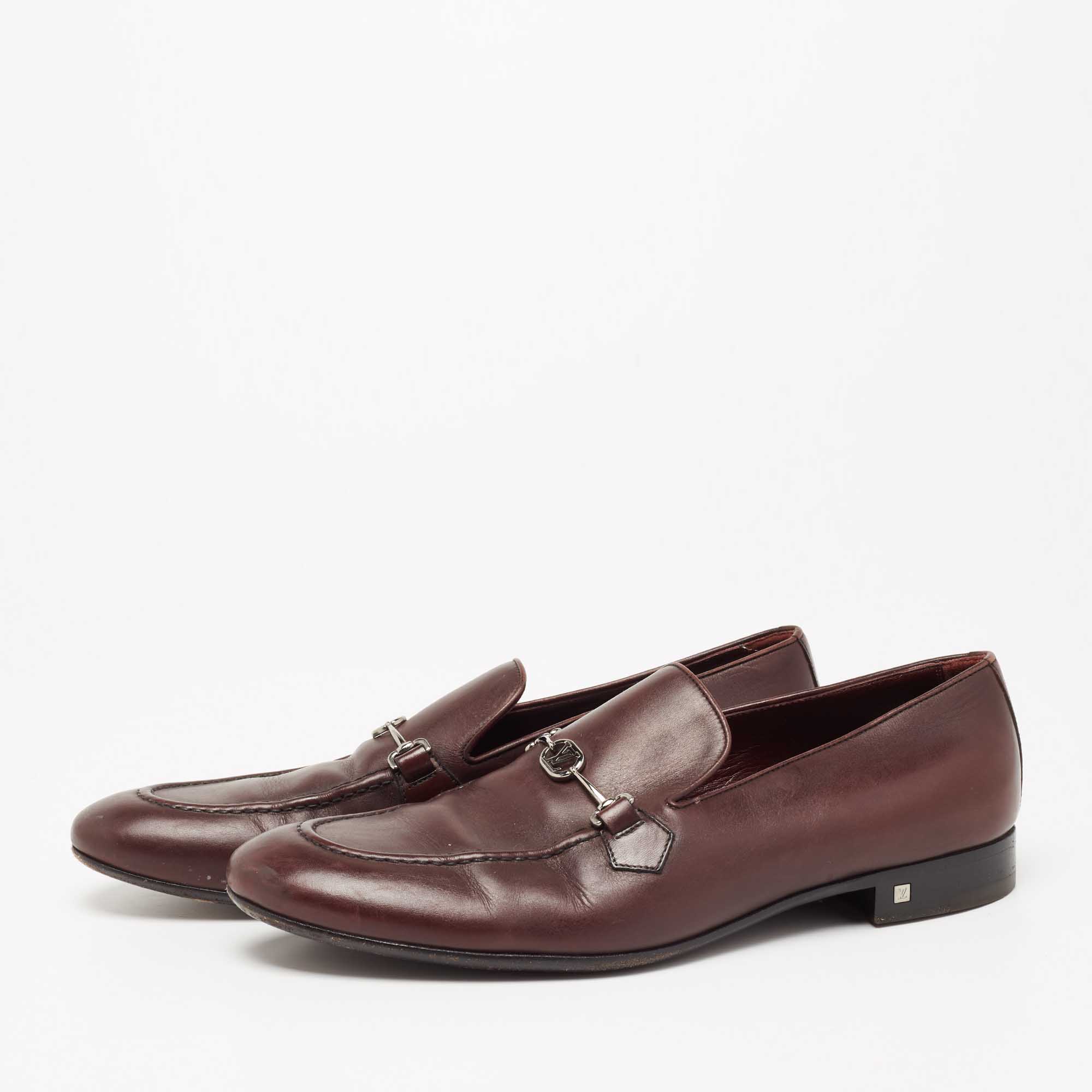 

Louis Vuitton Dark Brown Leather Slip On Loafers Size
