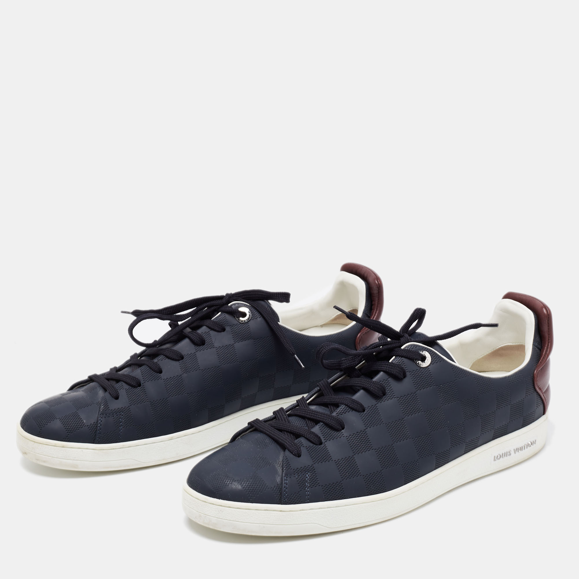 

Louis Vuitton Navy Blue Damier Ebene Leather Low-Top Sneakers Size