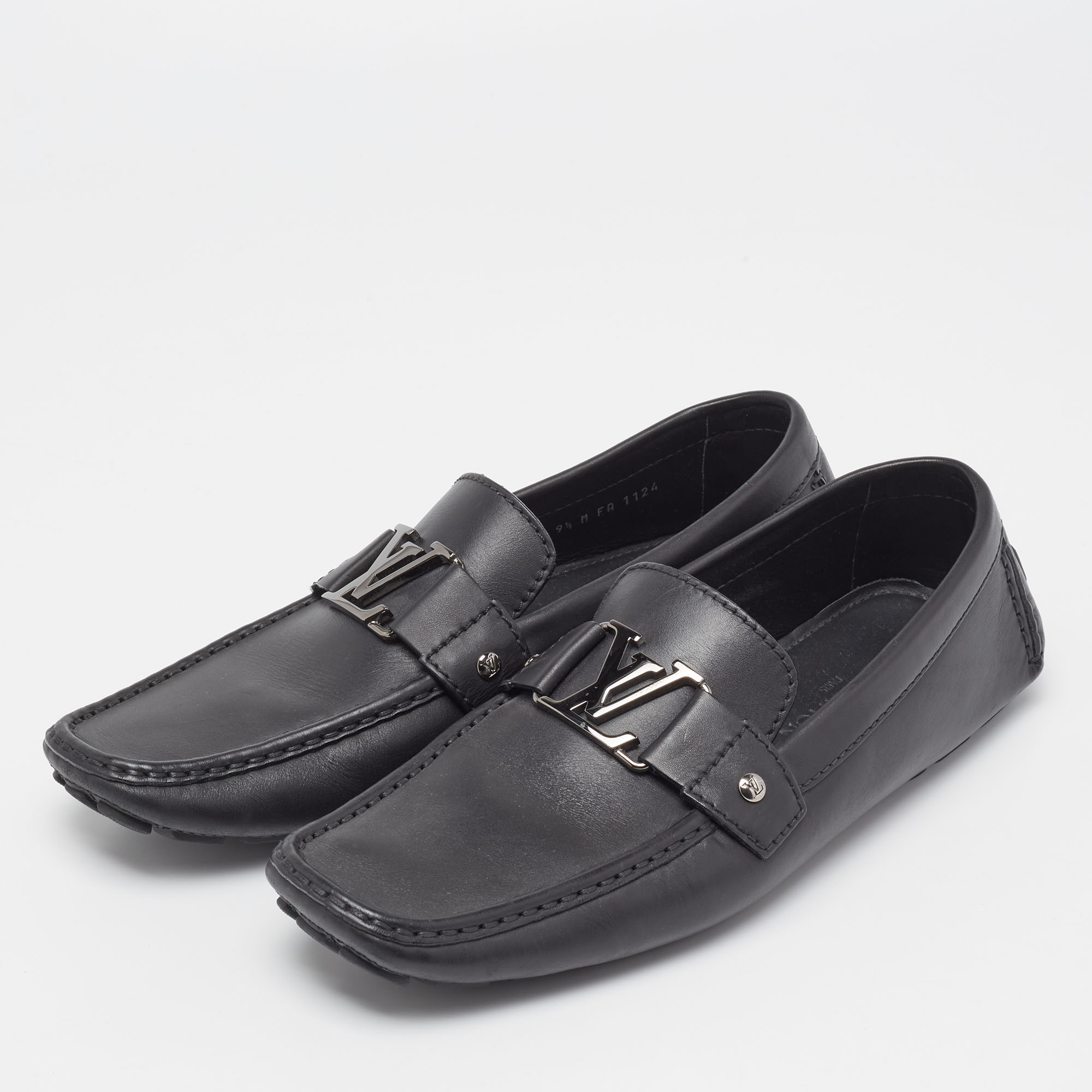 

Louis Vuitton Black Leather Monte Carlo Slip On Loafers Size