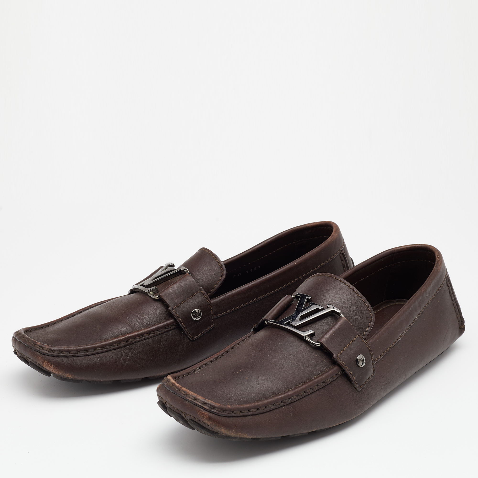 

Louis Vuitton Brown Leather Hockenheim Slip On Loafers Size