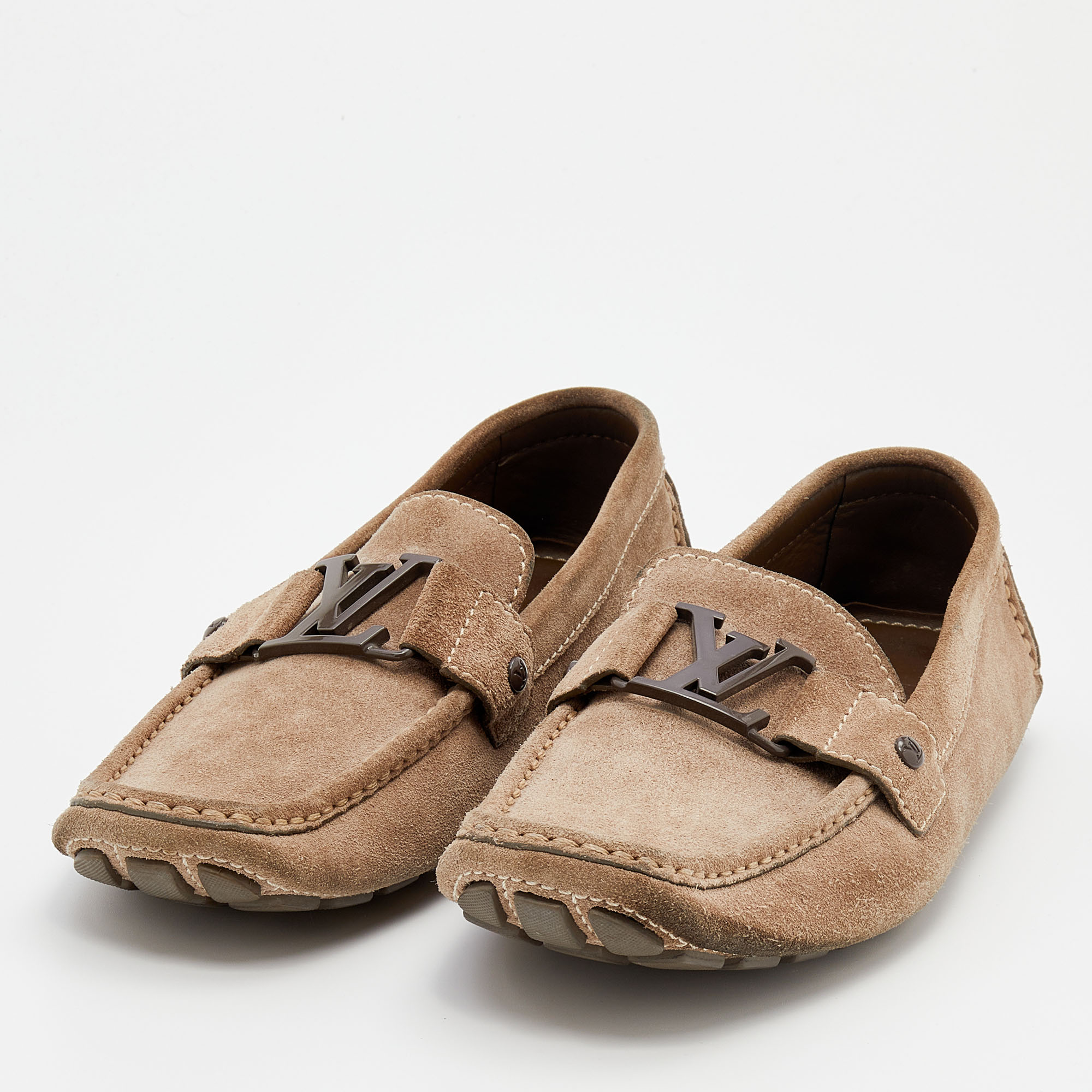 

Louis Vuitton Light Brown Suede Monte Carlo Slip On Loafers Size