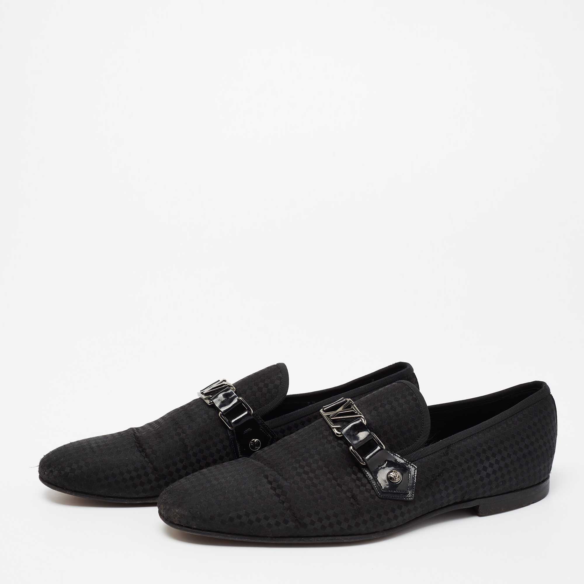 

Louis Vuitton Black Petit Damier Fabric Monte Carlo Loafers Size