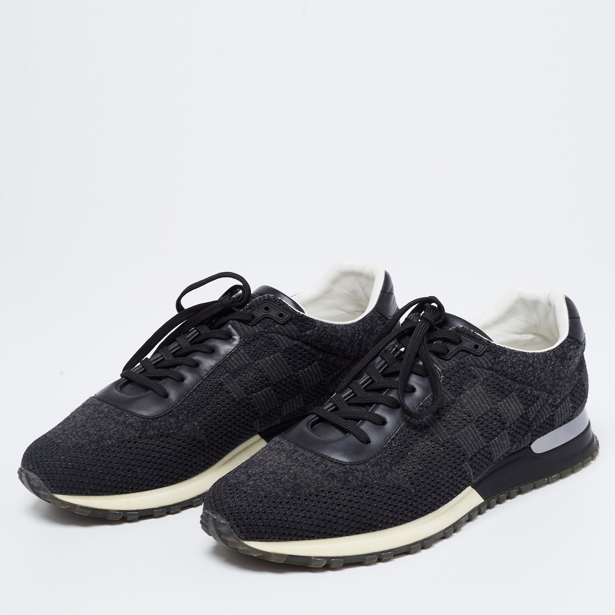 

Louis Vuitton Black Damier Knit Fabric And Leather Run Away Low Top Sneakers Size