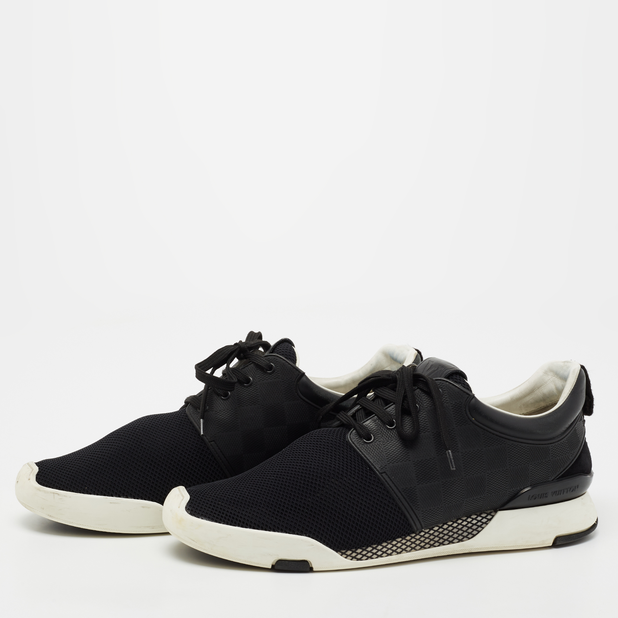 

Louis Vuitton Black Damier Infini Leather And Mesh Fastlane Sneakers Size