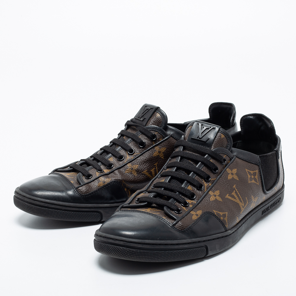 

Louis Vuitton Brown/Black Monogram Canvas and Leather Slalom Low-Top Sneakers Size