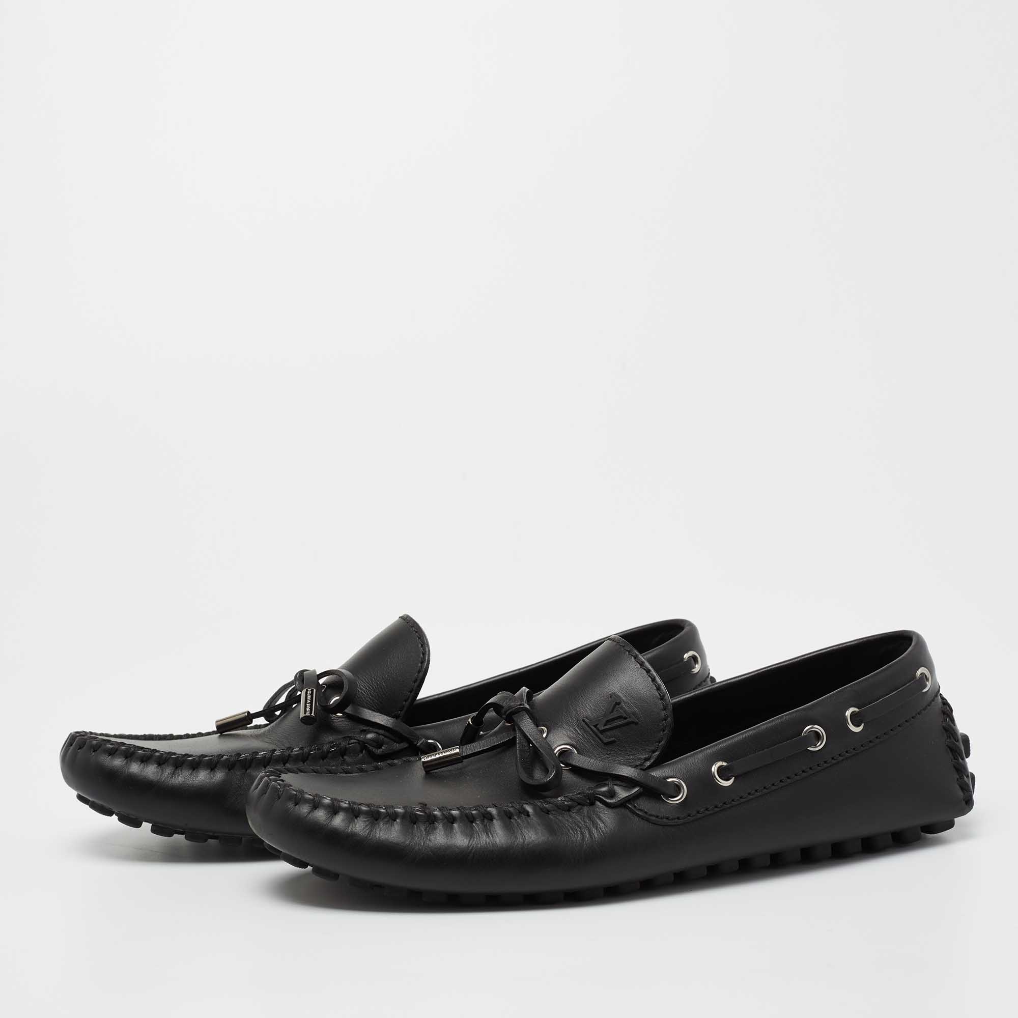 

Louis Vuitton Black Leather Bow Arizona Loafers Size