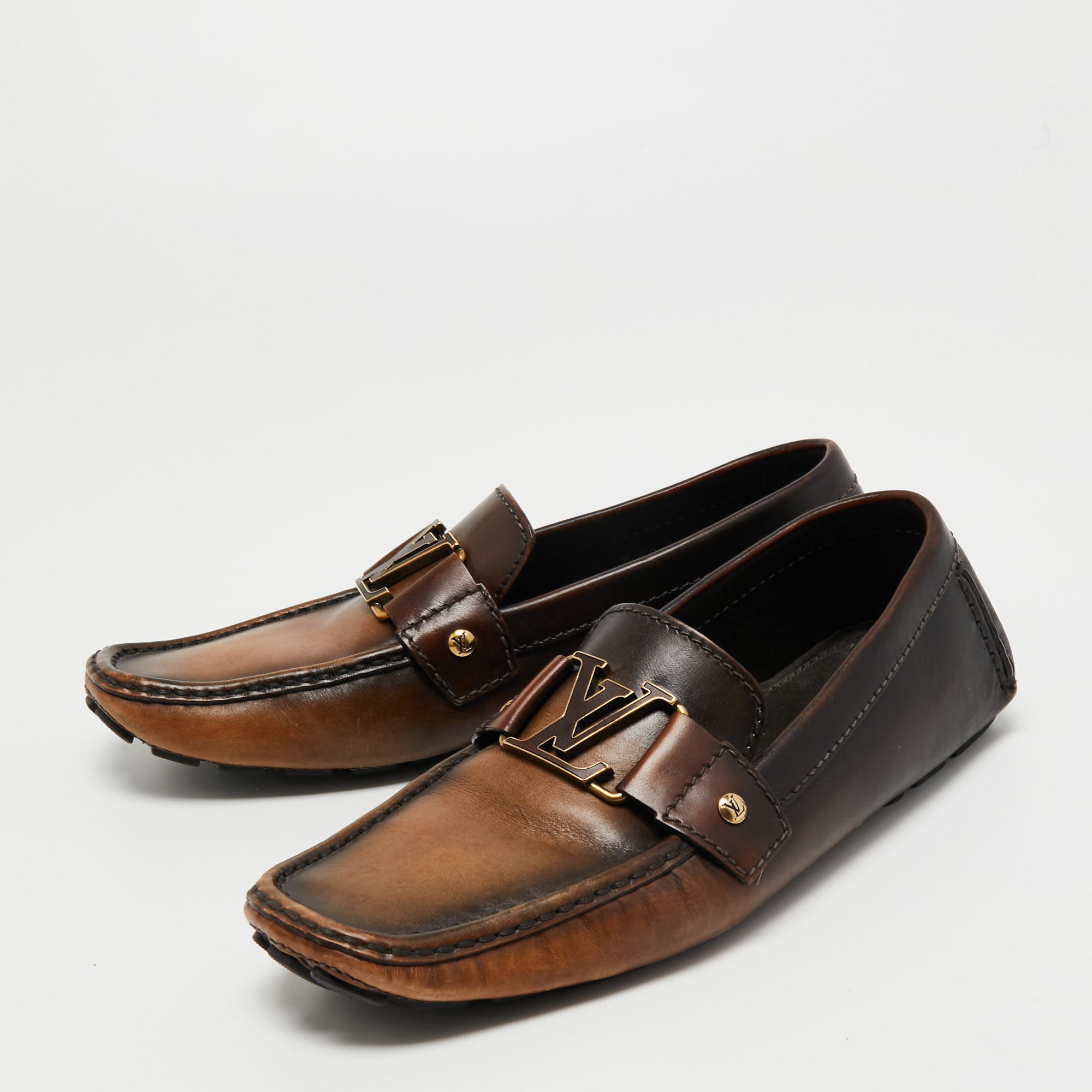 

Louis Vuitton Brown Leather Monte Loafers Size