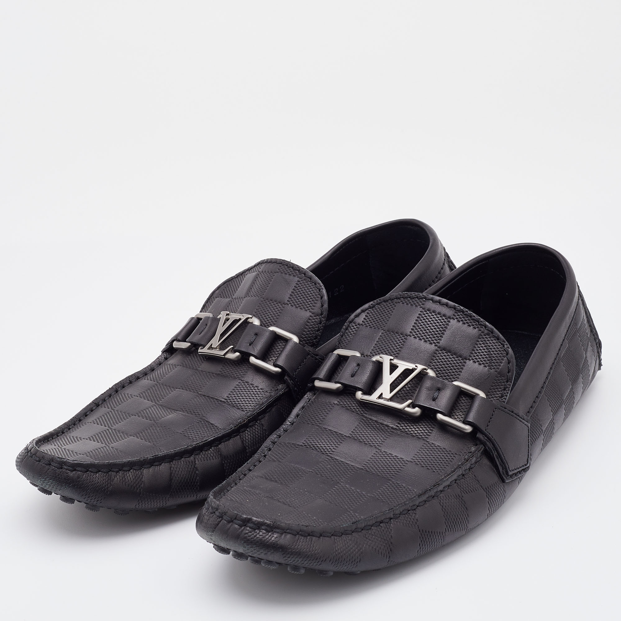 

Louis Vuitton Black Damier Infini Leather Hockenheim Slip on Loafers Size