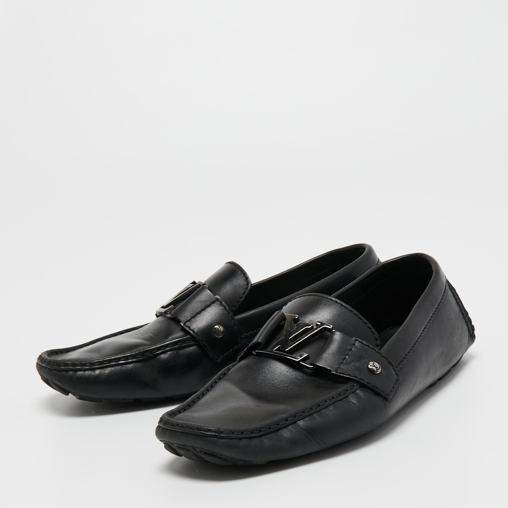 

Louis Vuitton Black Leather Monte Carlo Loafers Size