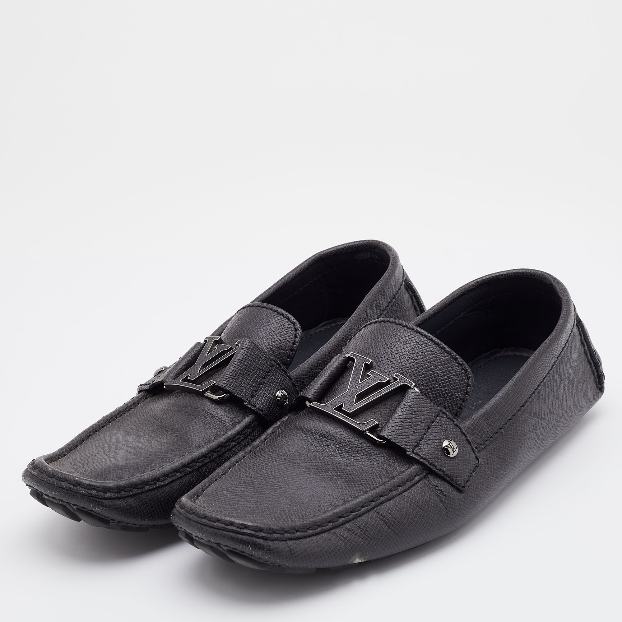 

Louis Vuitton Black Leather Monte Carlo Slip On Loafers Size