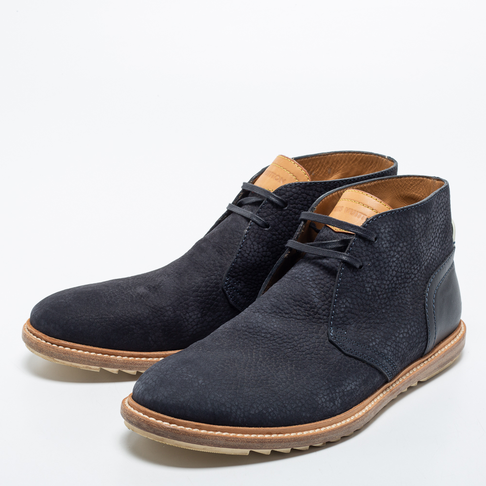 

Louis Vuitton Blue Leather Lace Up Boots Size