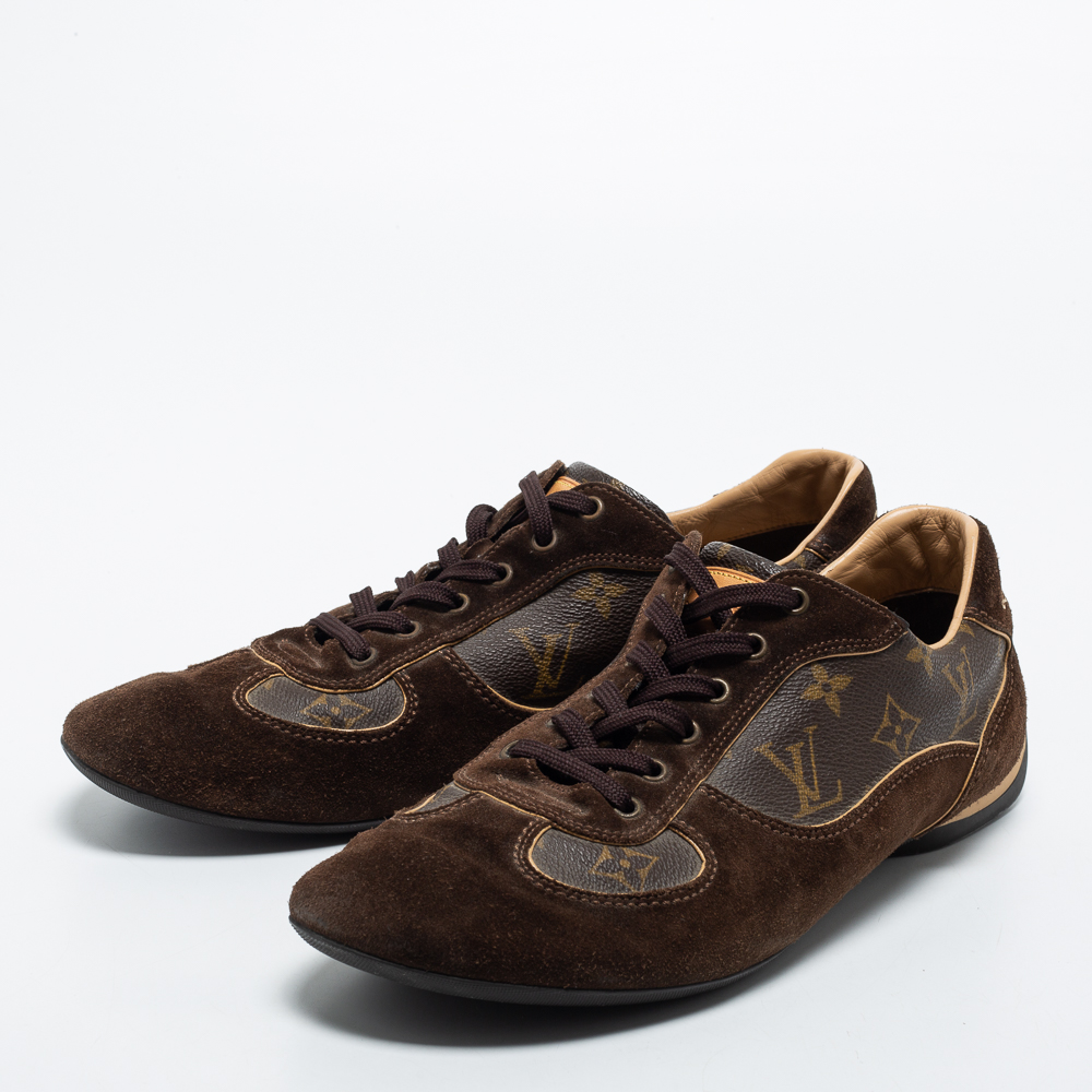 

Louis Vuitton Brown Suede and Monogram Coated Canvas Energie Low-Top Sneakers Size