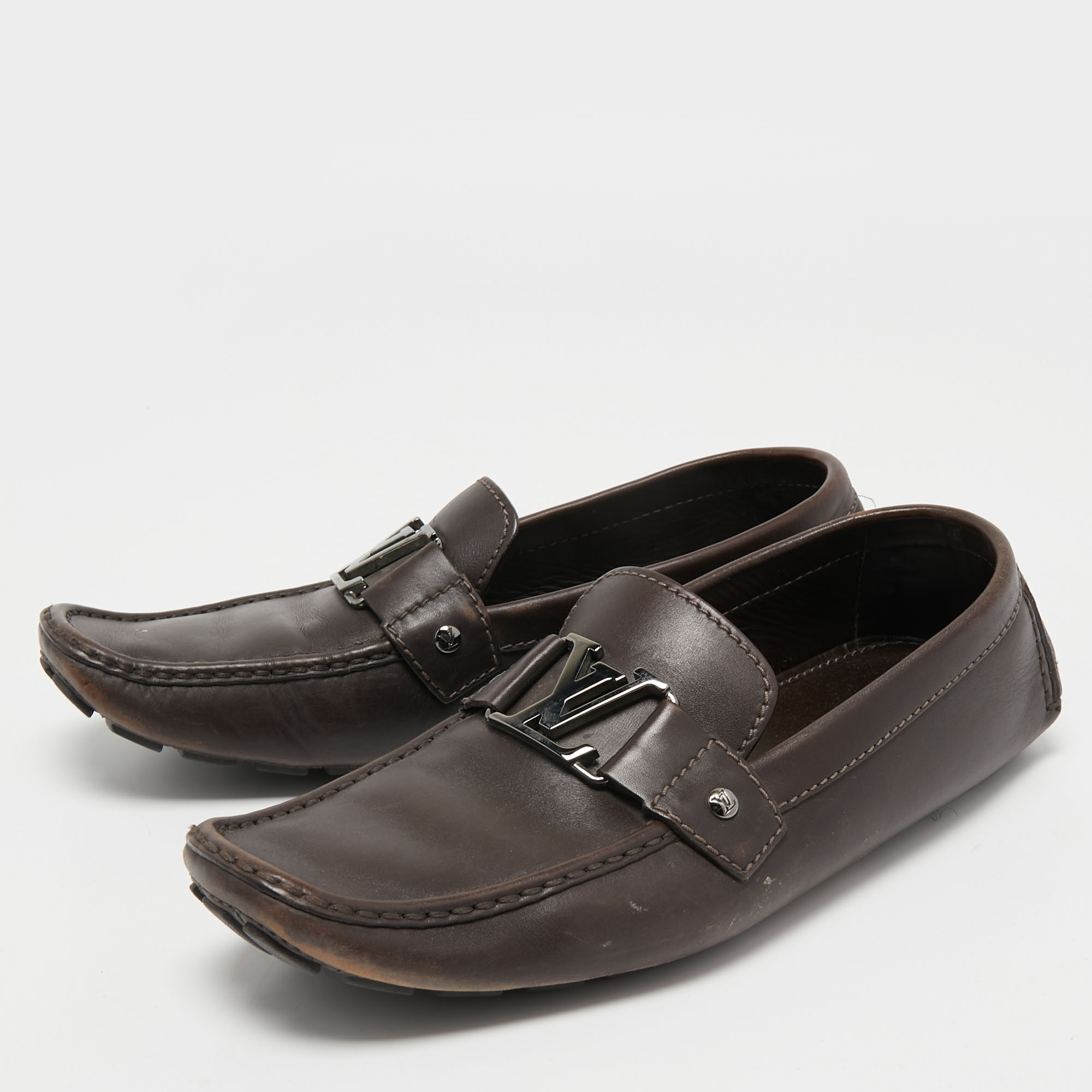 

Louis Vuitton Dark Brown Leather Monte Carlo Loafers Size