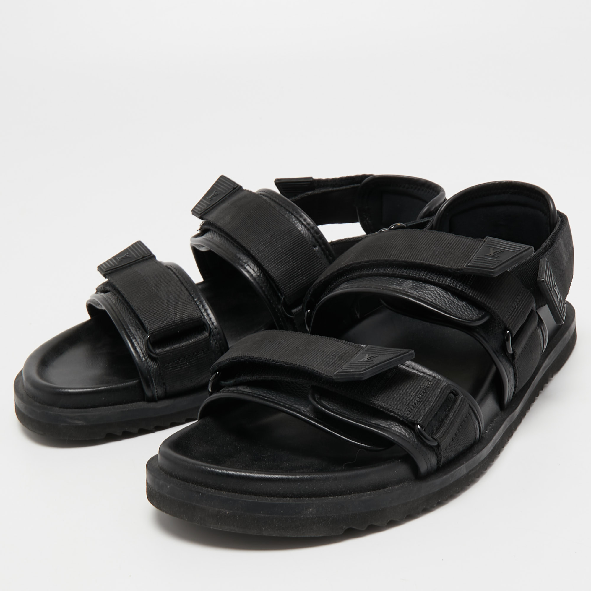 

Louis Vuitton Black Canvas and Leather Velcro Sandals Size