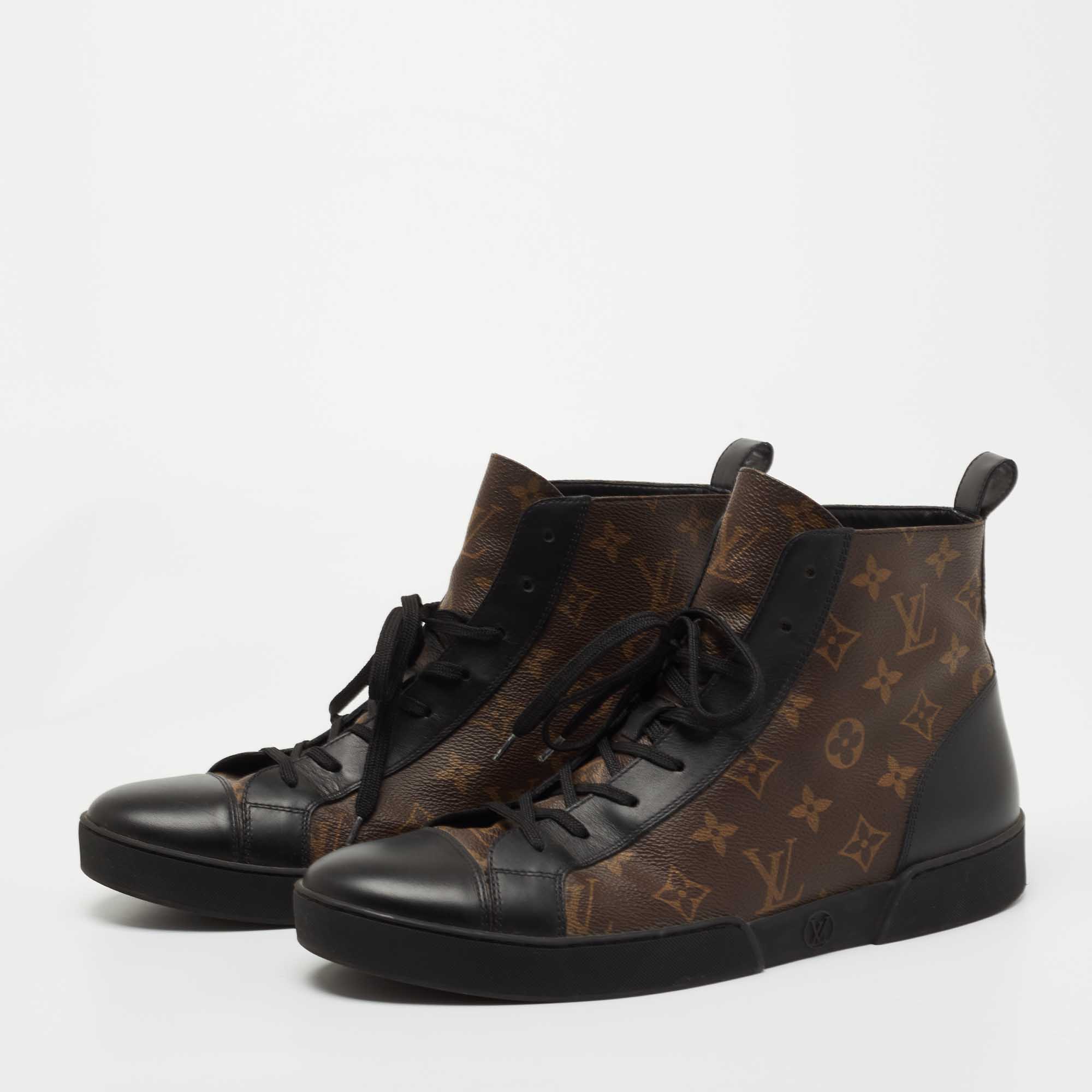 

Louis Vuitton Brown/Black Monogram Canvas and Leather Match Up Sneakers Size