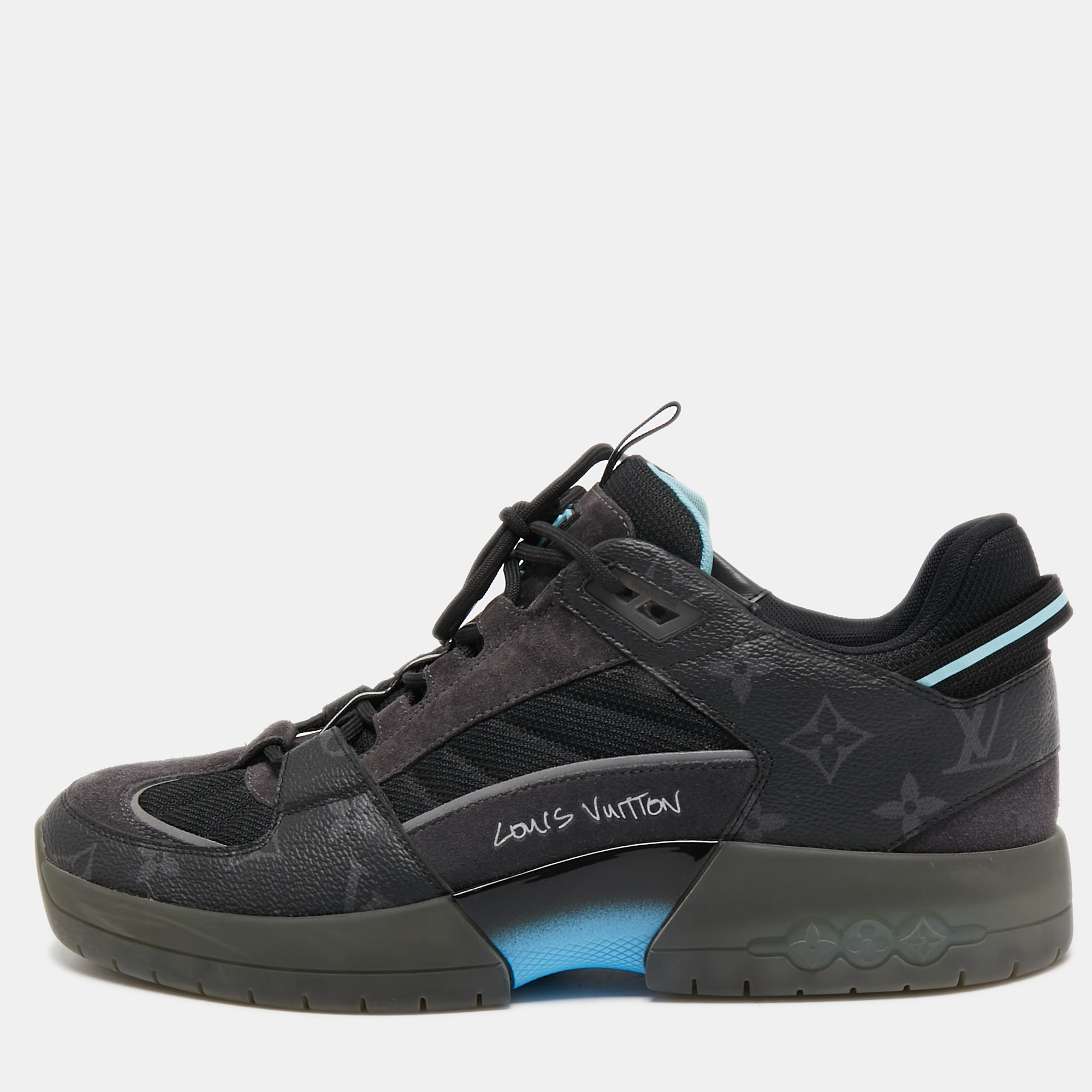 Louis Vuitton suede sneakers. Size LV 11. Black and Charcoal