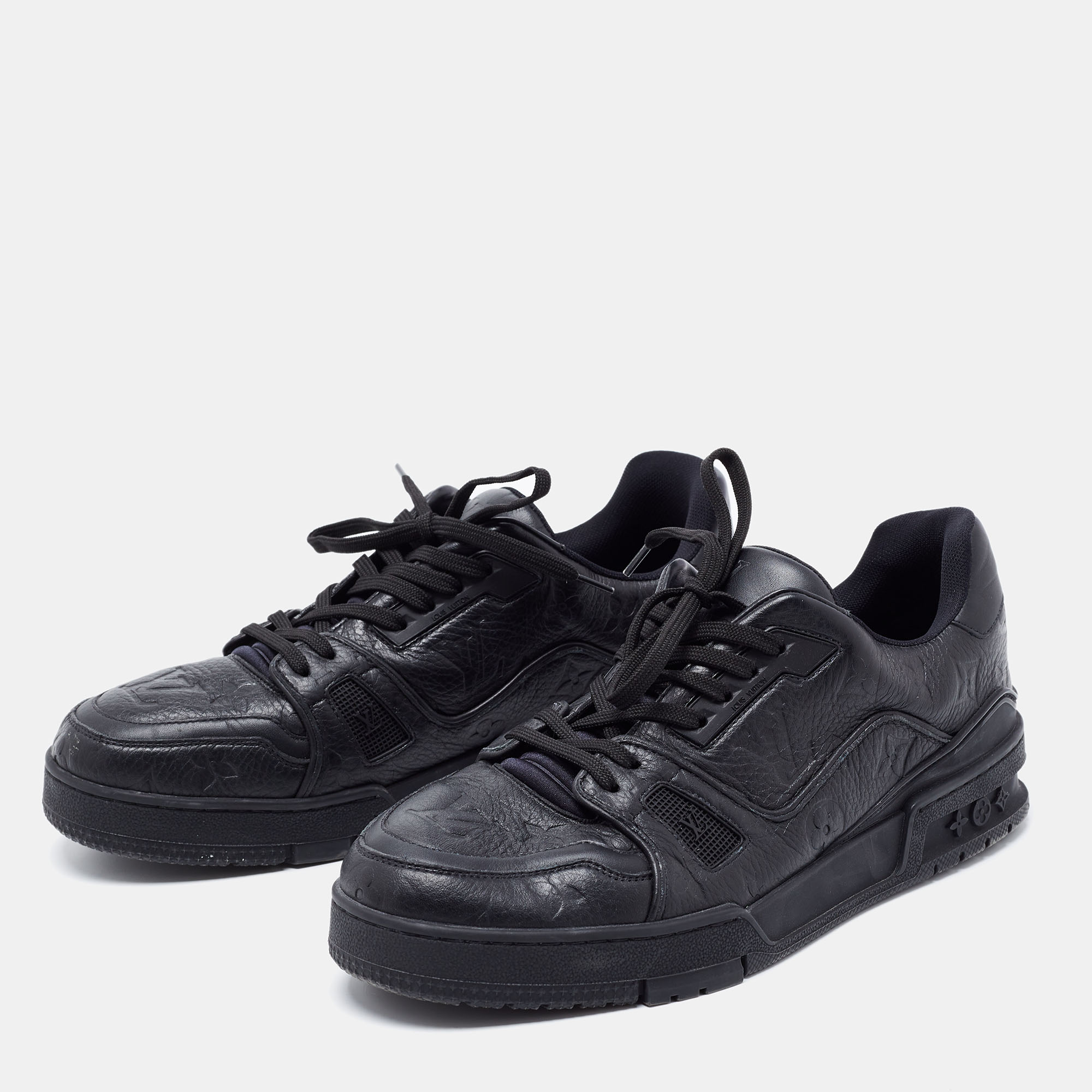 

Louis Vuitton Black Leather Empreinte Low Top Sneakers Size