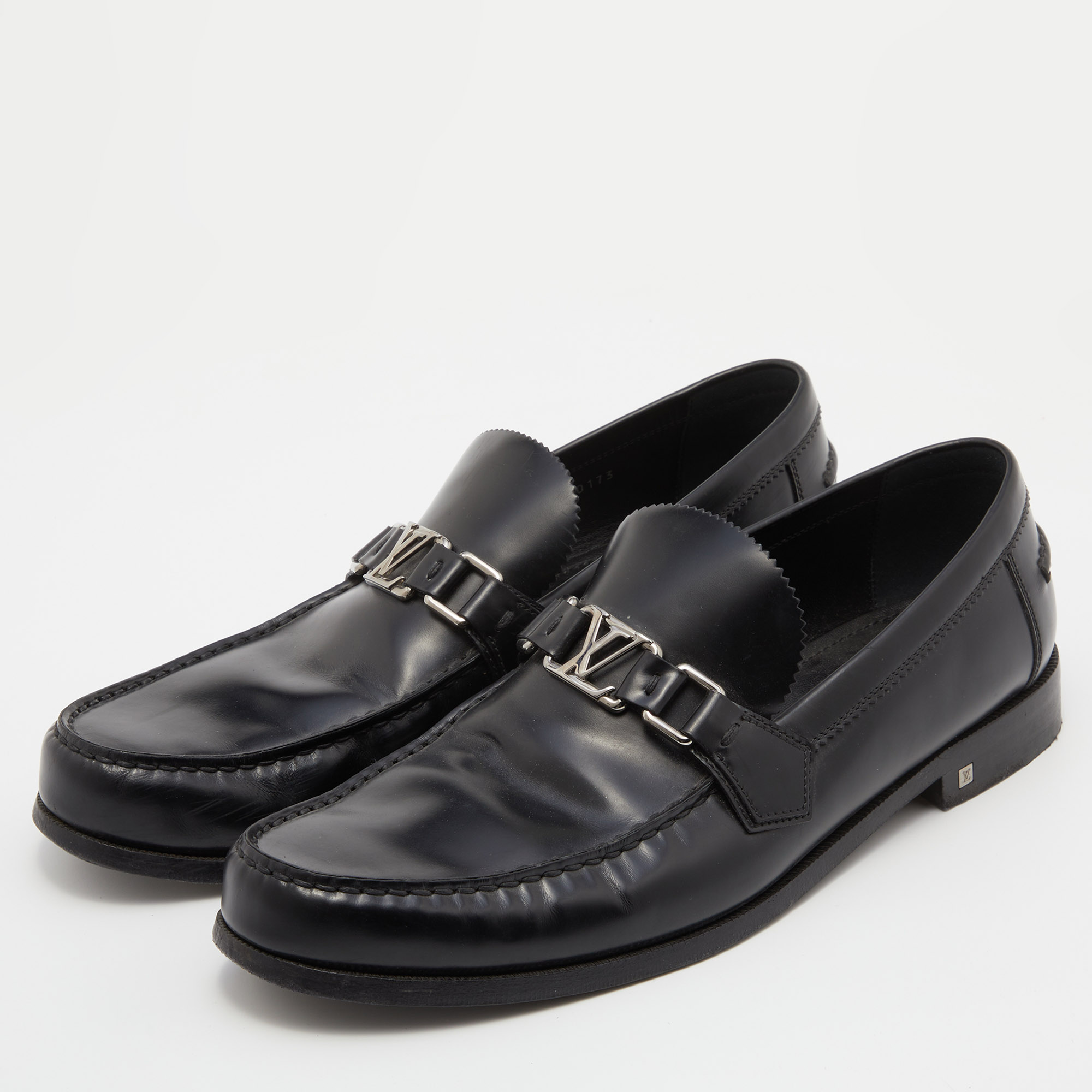 

Louis Vuitton Black Leather Major Slip On Loafers Size