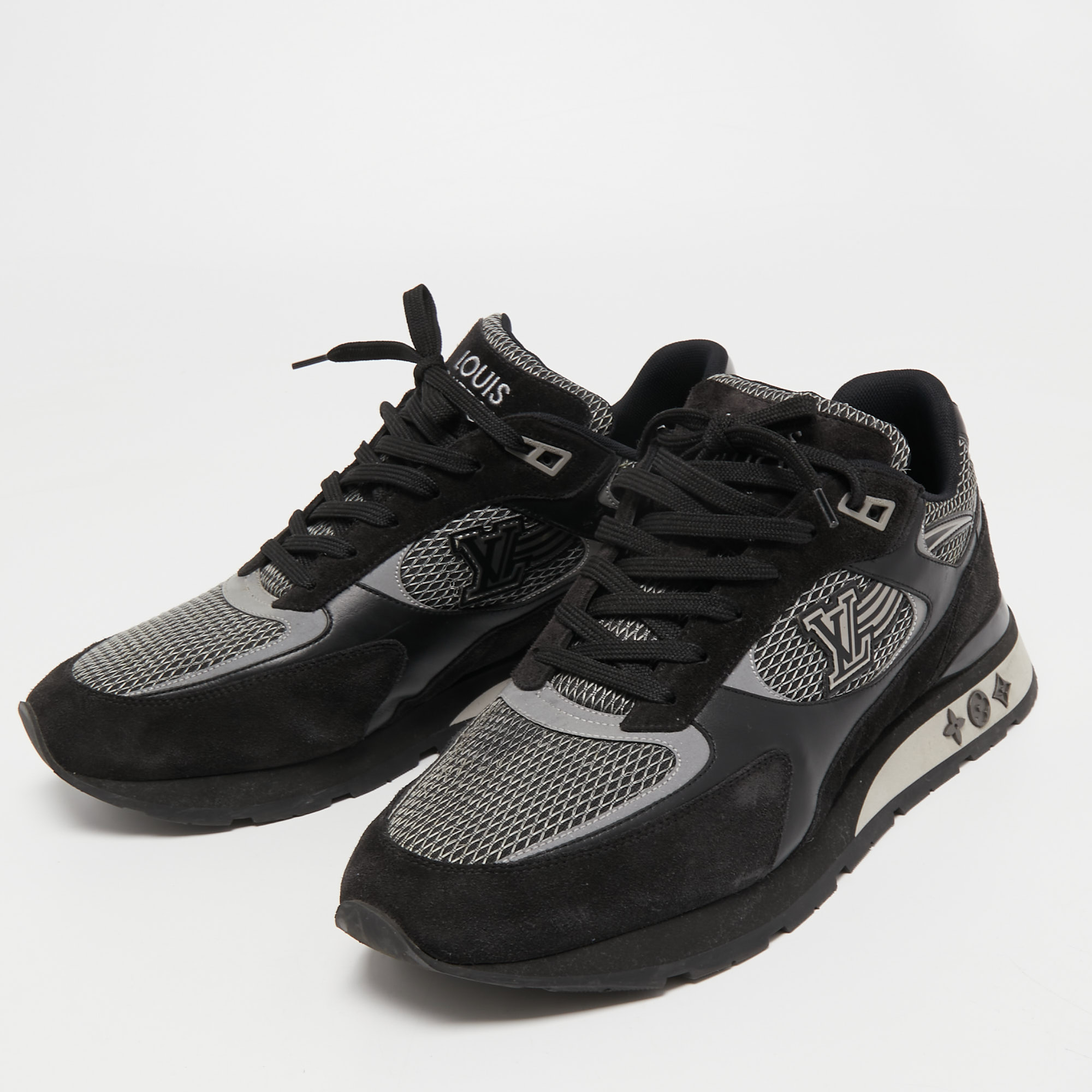

Louis Vuitton Black Leather and Suede Run Away Sneakers Size
