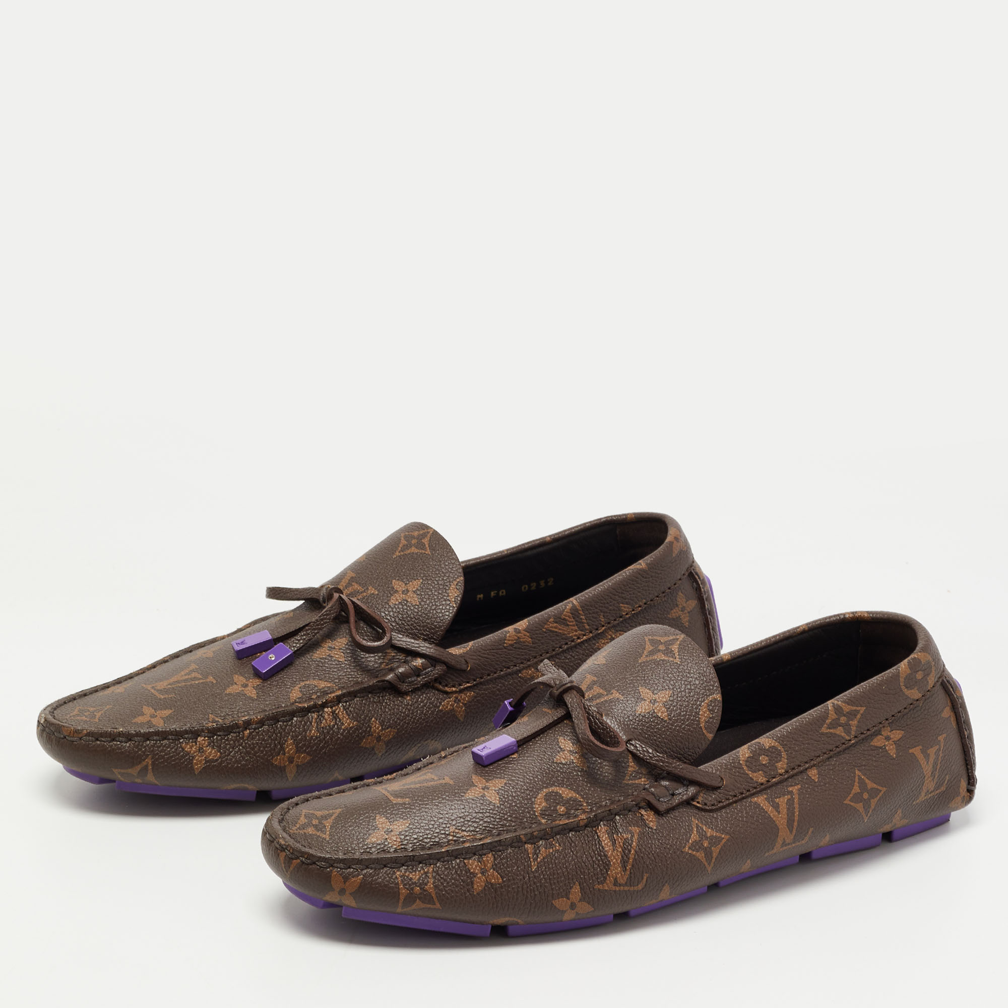 

Louis Vuitton Brown Monogram Canvas Driver Loafers Size