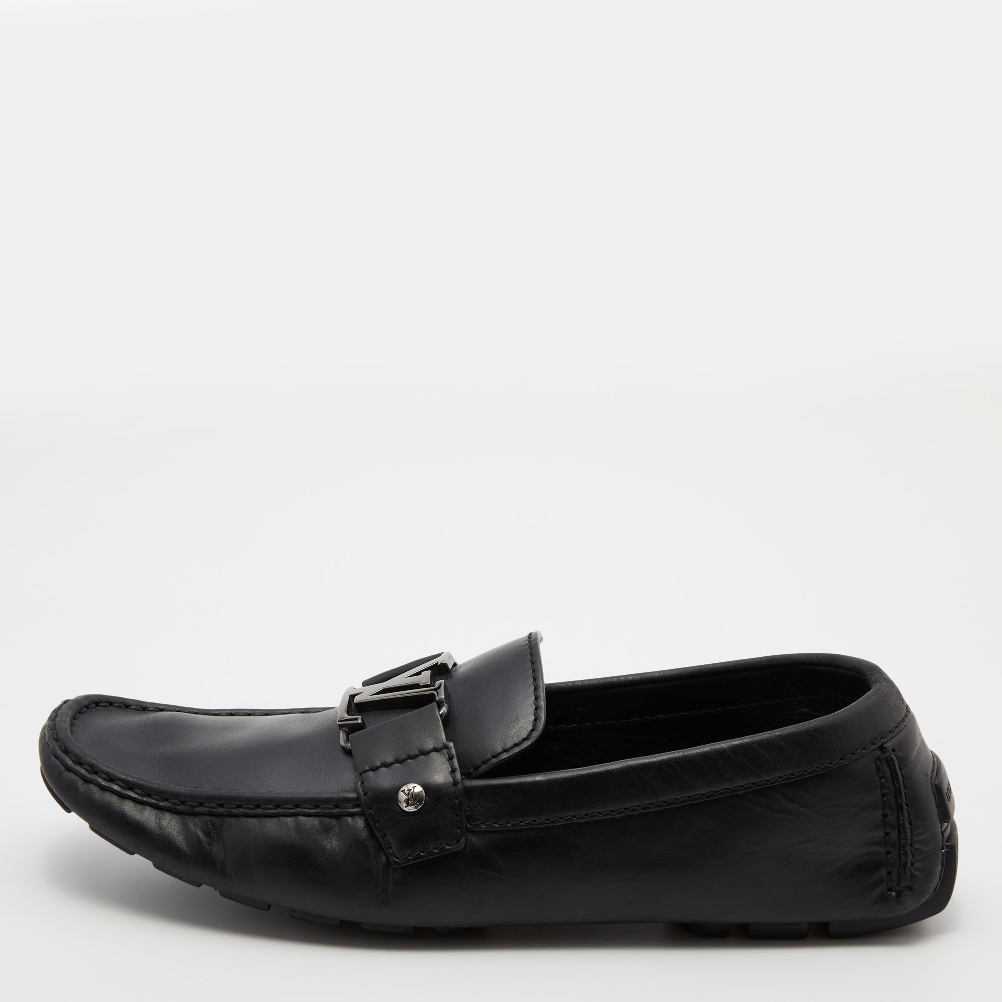 Louis Vuitton Black Leather Low Top Sneakers Size 42.5 Louis