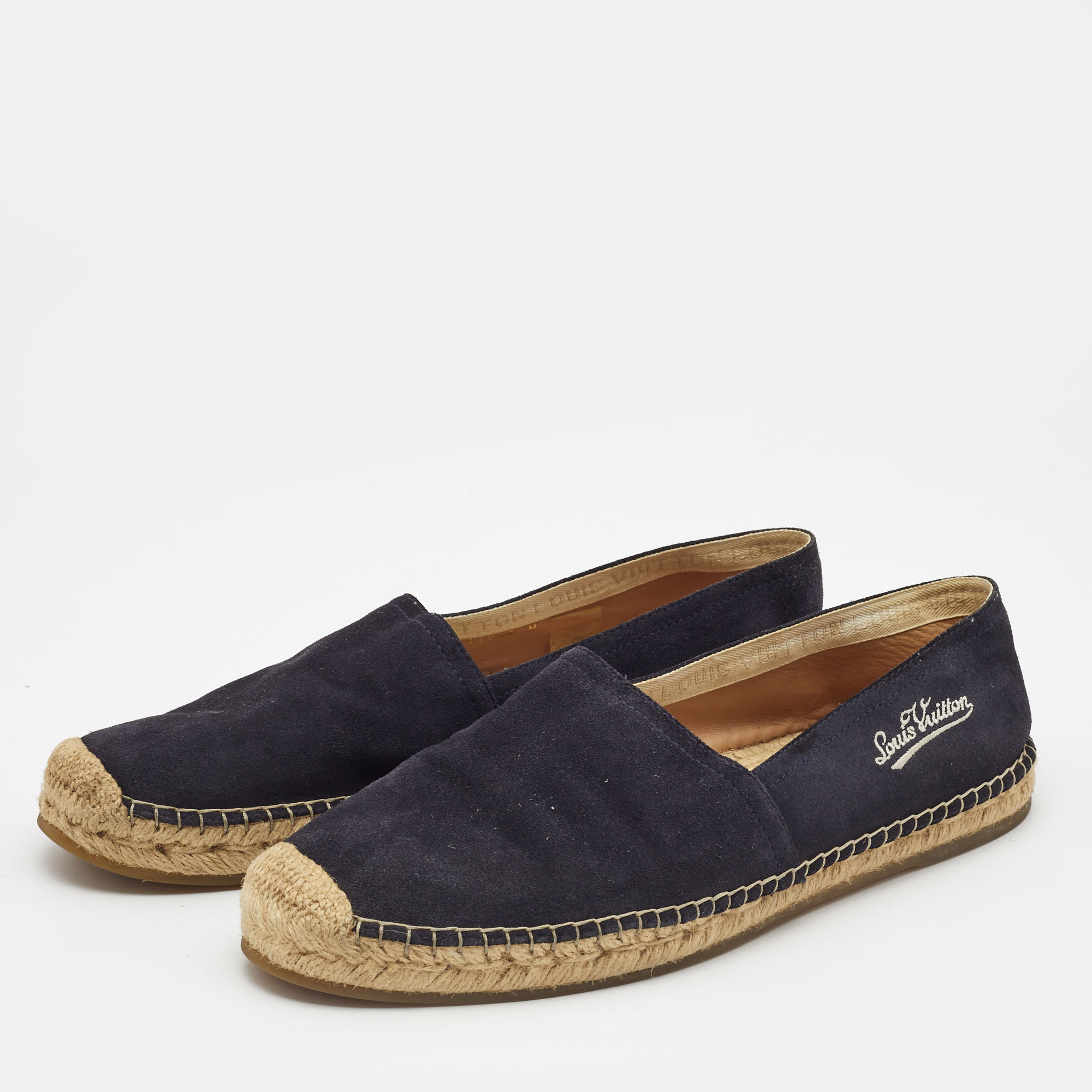 

Louis Vuitton Navy Blue Suede Espadrille Flats Size