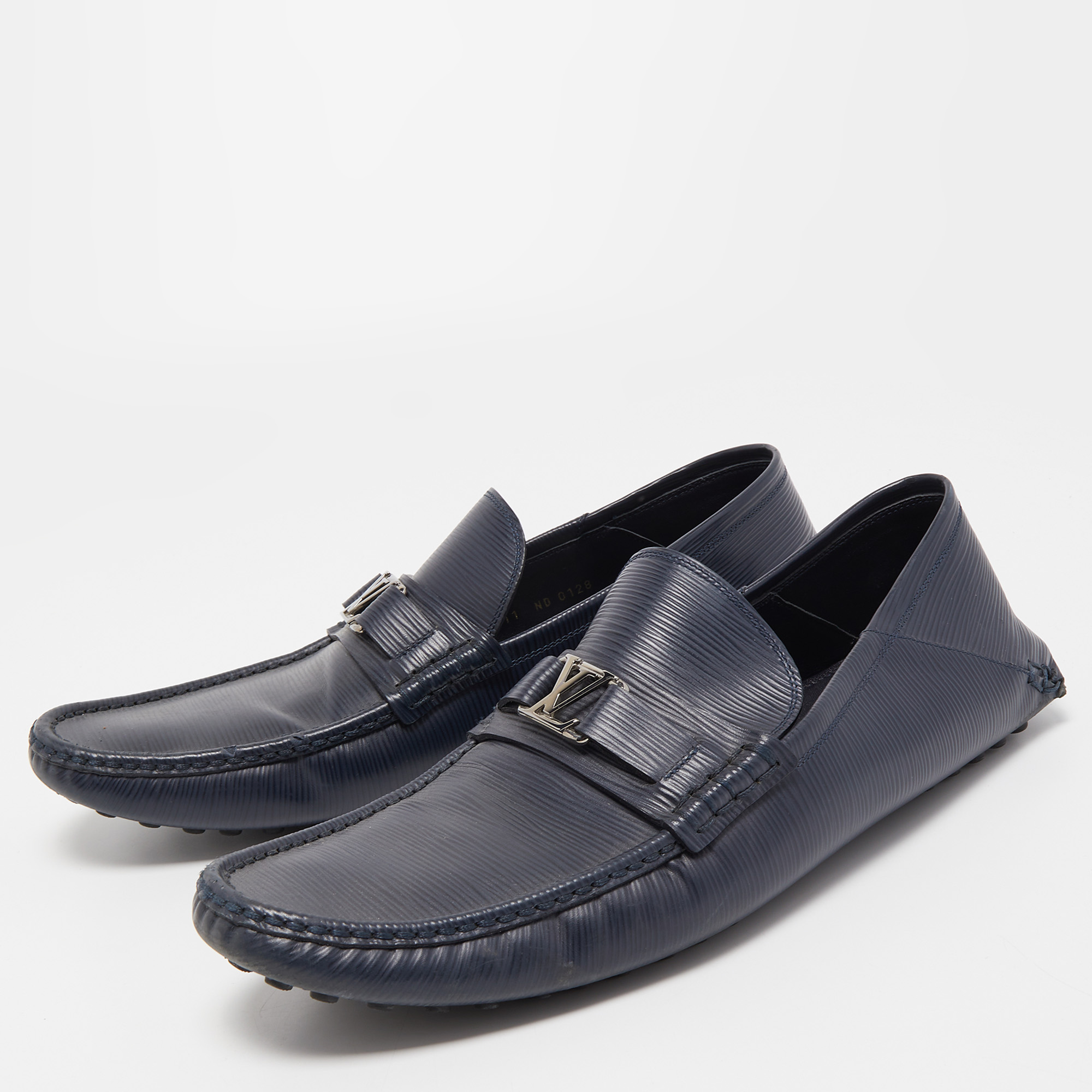 

Louis Vuitton Navy Blue Leather Major Loafers Size