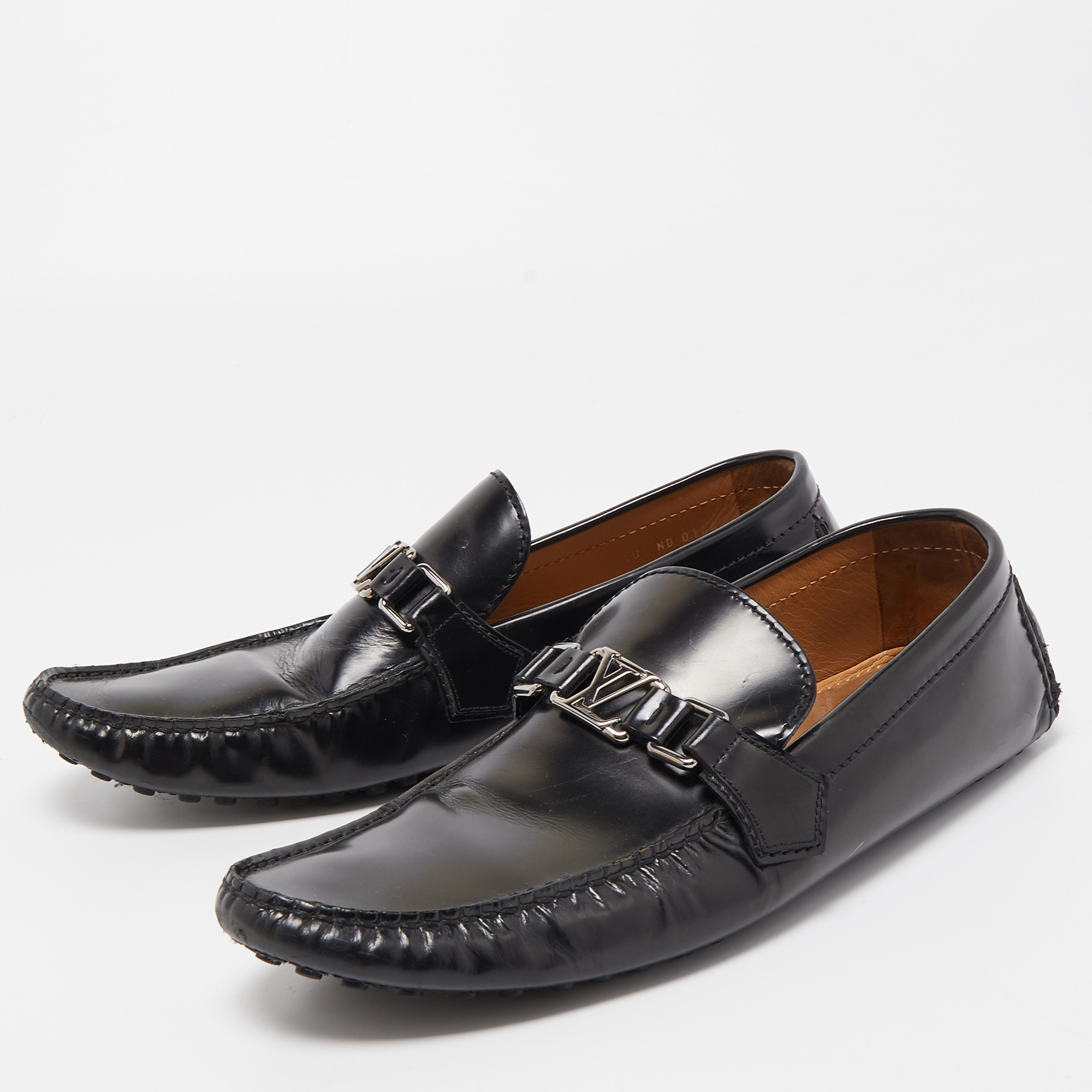 

Louis Vuitton Black Leather Hockenheim Loafers Size
