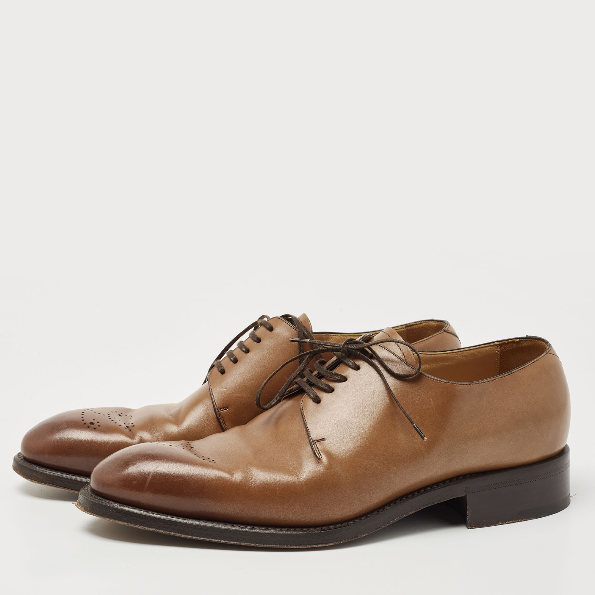

Louis Vuitton Brown Brogue Leather Lace Up Derby Size