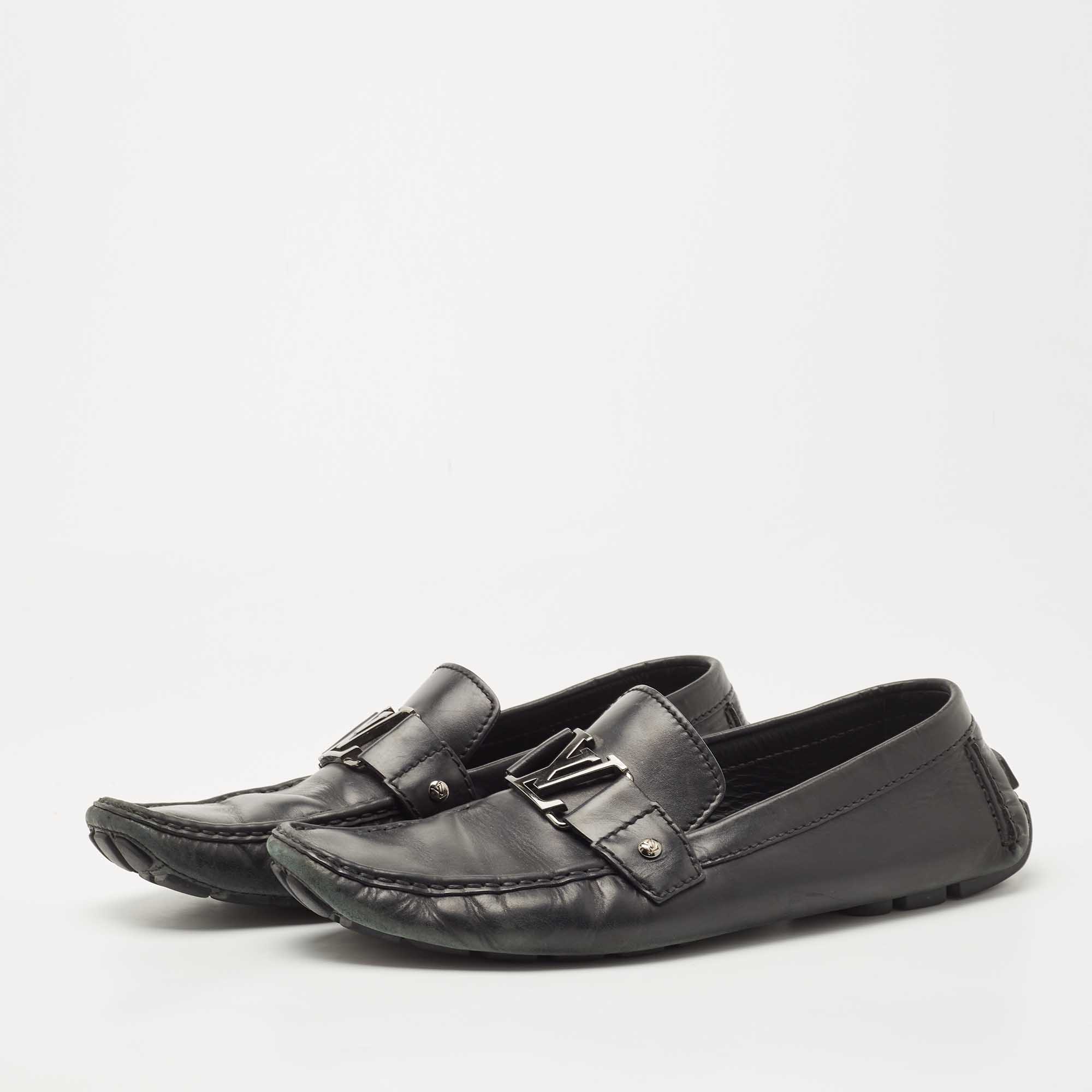

Louis Vuitton Black Leather Monte Carlo Loafers Size