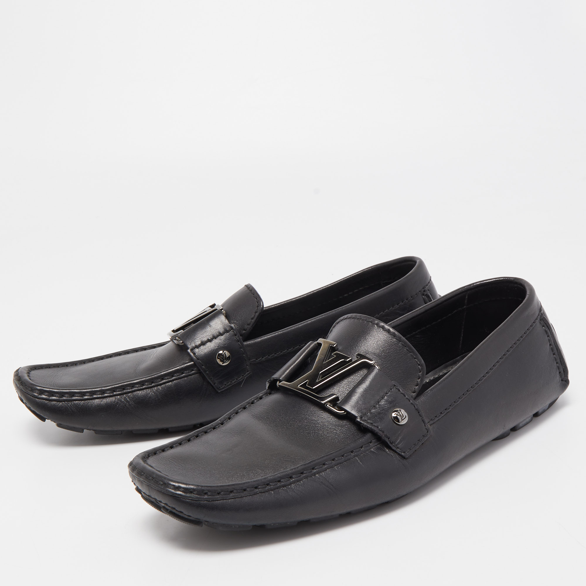 

Louis Vuitton Black Leather Monte Carlo Loafers Size