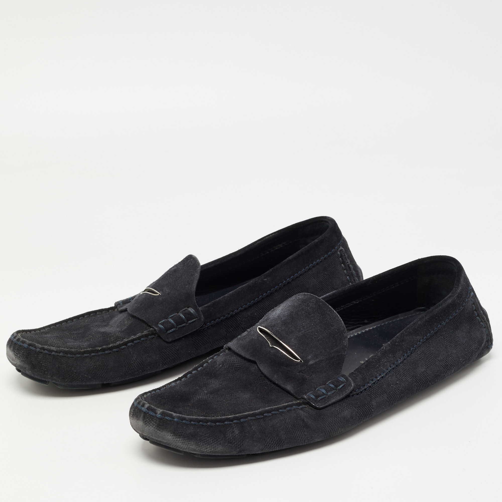 

Louis Vuitton Dark Blue Damier Infini Suede Loafers Size