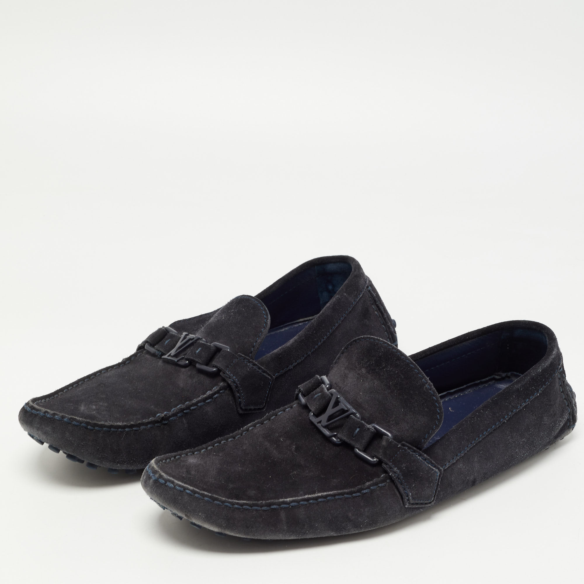 

Louis Vuitton Blue Suede Hockenheim Slip On Loafers Size