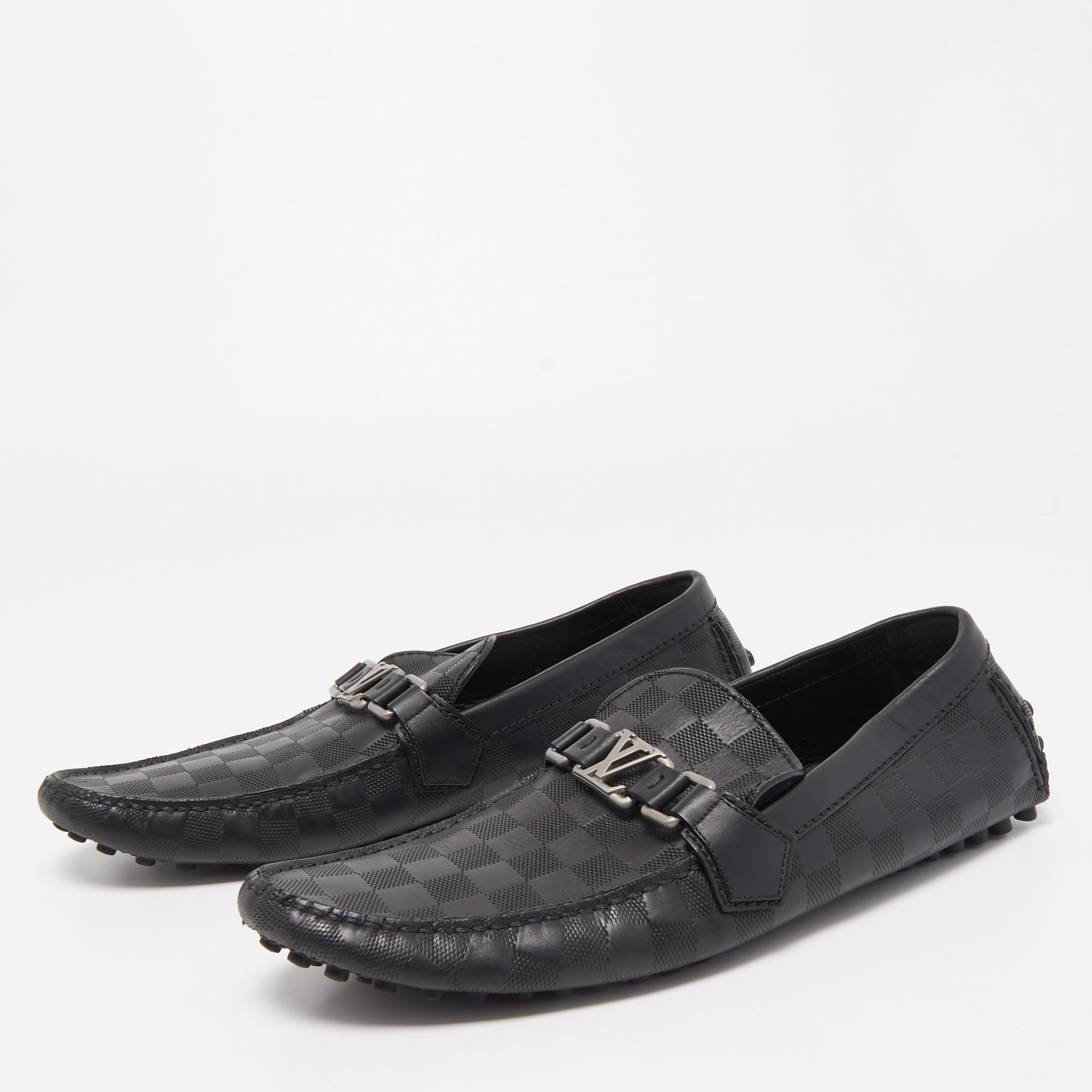 

Louis Vuitton Black Leather Hockenheim Slip On Loafers Size