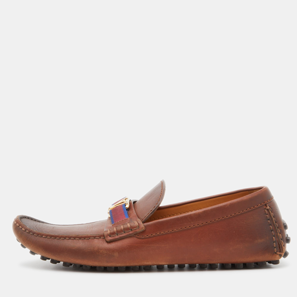 

Louis Vuitton Brown Leather Hockenheim Slip On Loafers Size