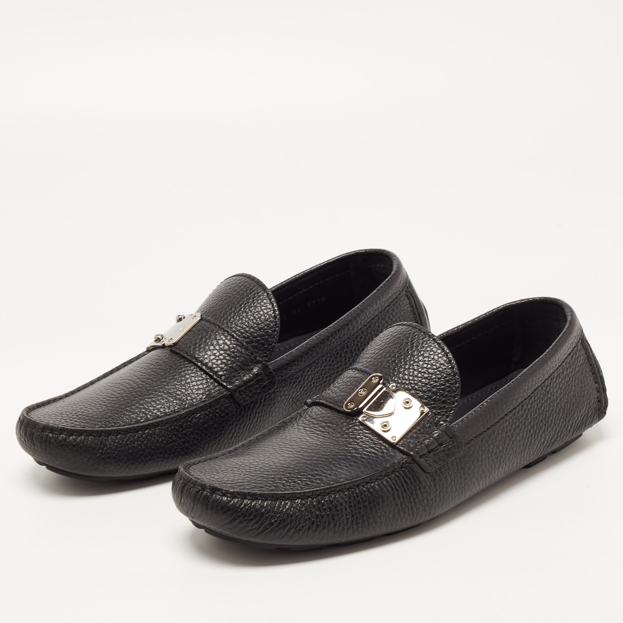

Louis Vuitton Black Leather Slip On Loafers Size