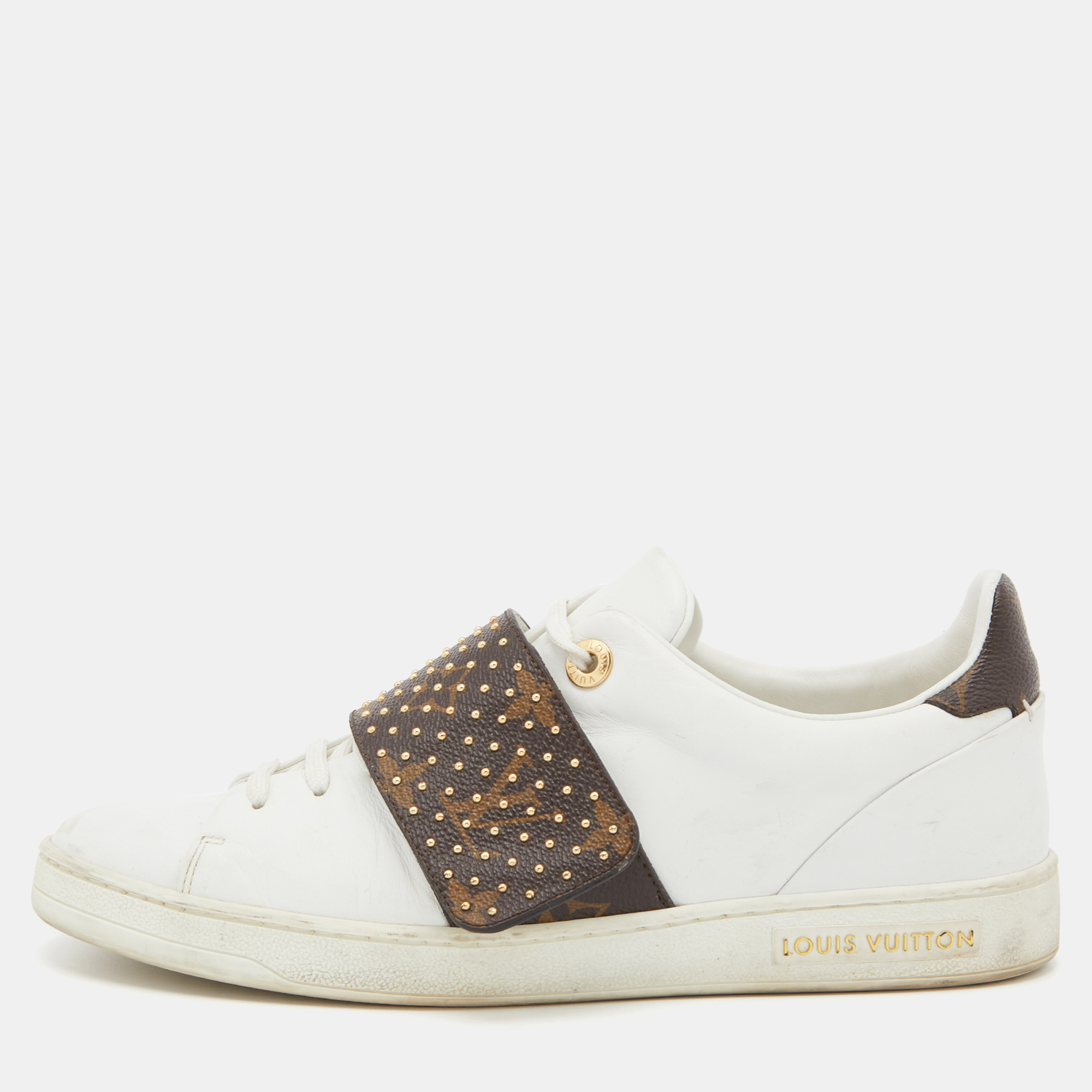 Louis Vuitton Brown Monogram Canvas and Leather Frontrow Low Top Sneakers  Size 40